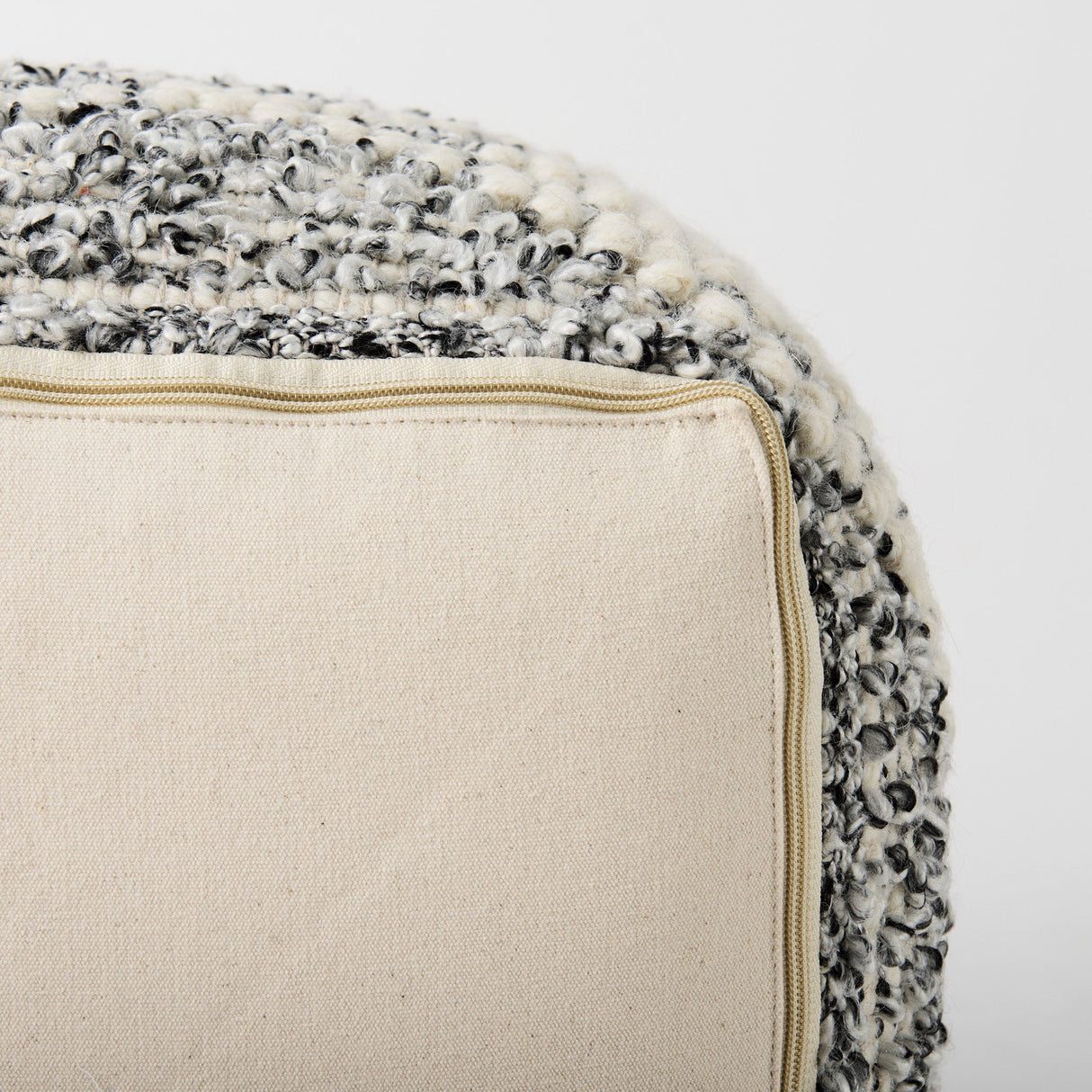 Ekiya Black/White Yarn and Wool Patterened Pouf by Mercana at Eve Furniture