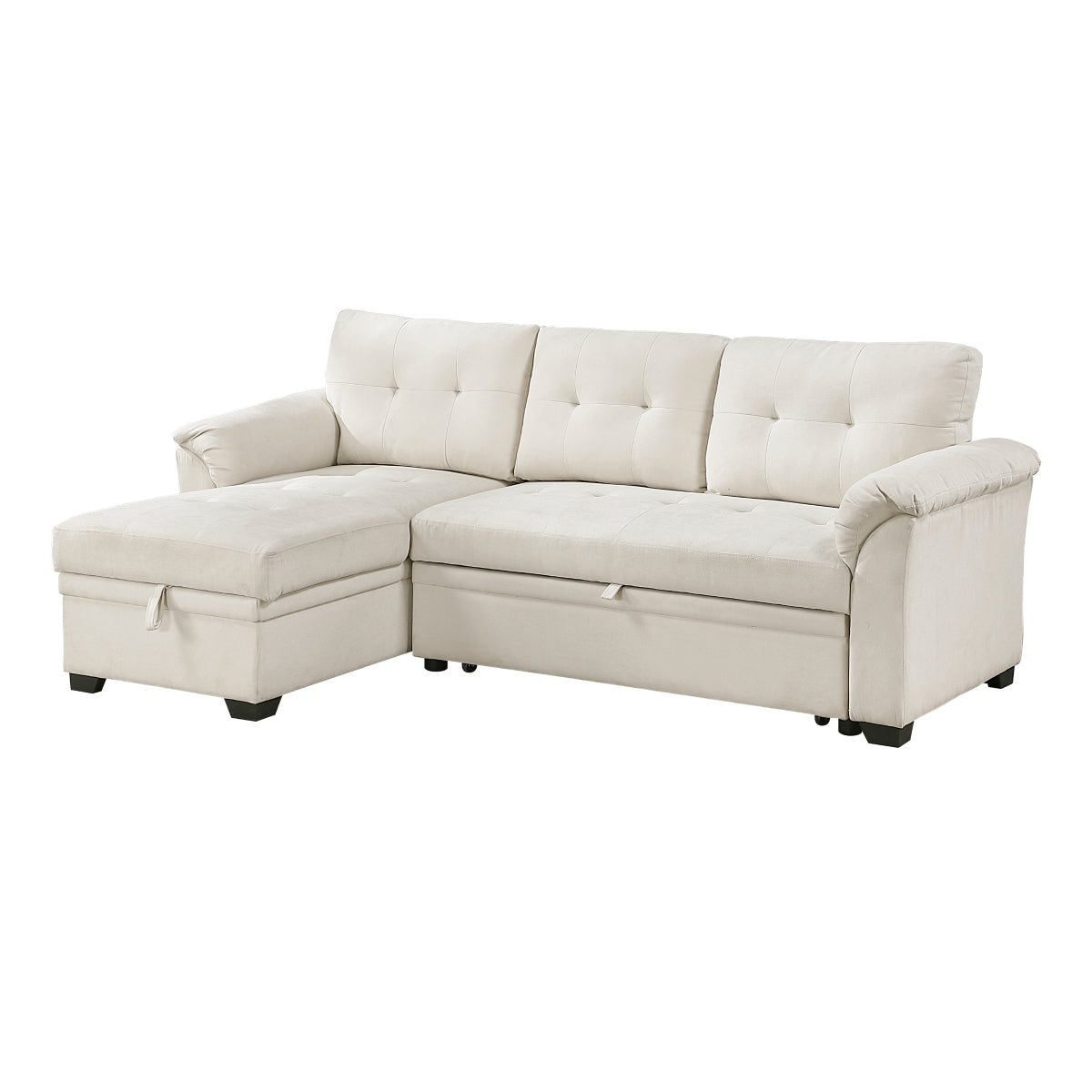 Elara Beige 2-Piece Reversible Sectional with Hidden Storage and Pull-out Bed by Homelegance at Eve Furniture