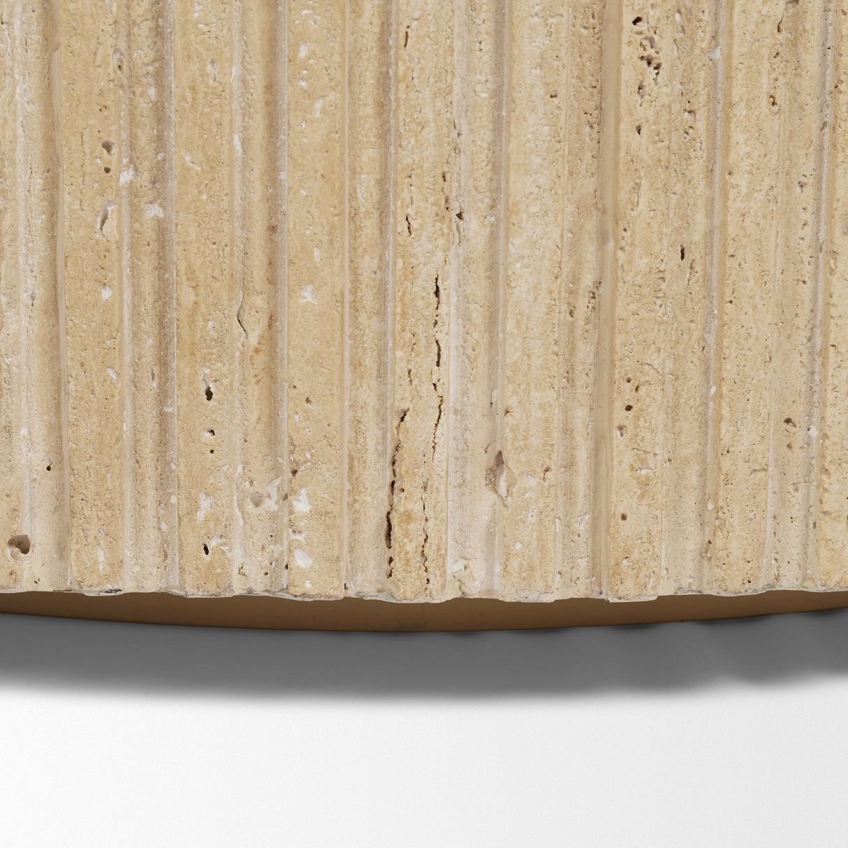 Elara Ribbed Oblong Travertine Coffee Table by Mercana at Eve Furniture