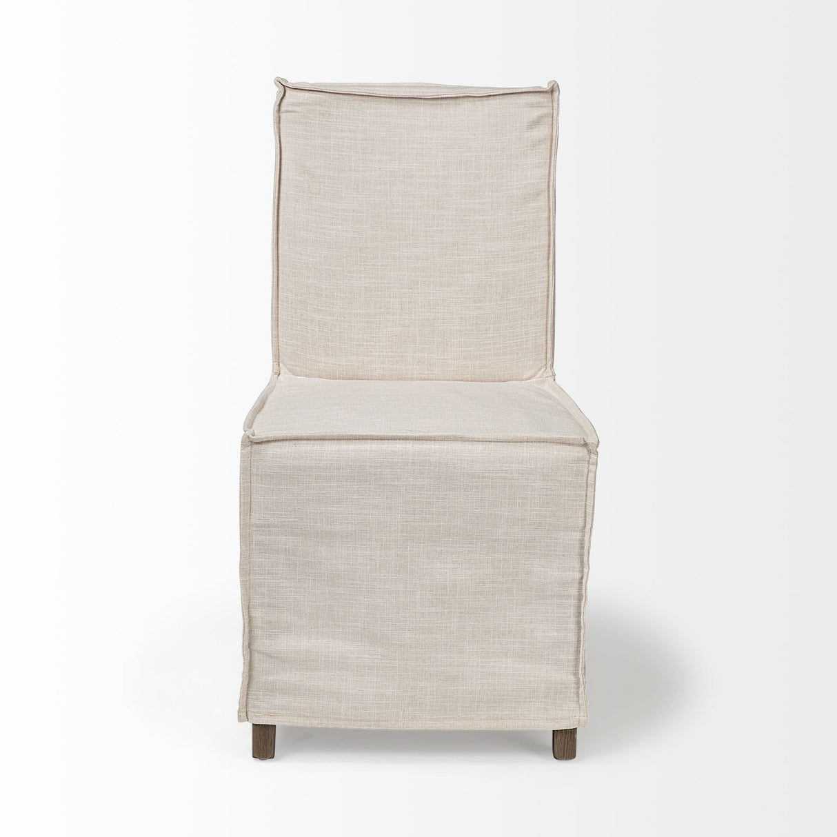 Elbert I Cream Fabric Slip-Cover Brown Wooden Base Dining Chair, Set of 2 by Mercana at Eve Furniture