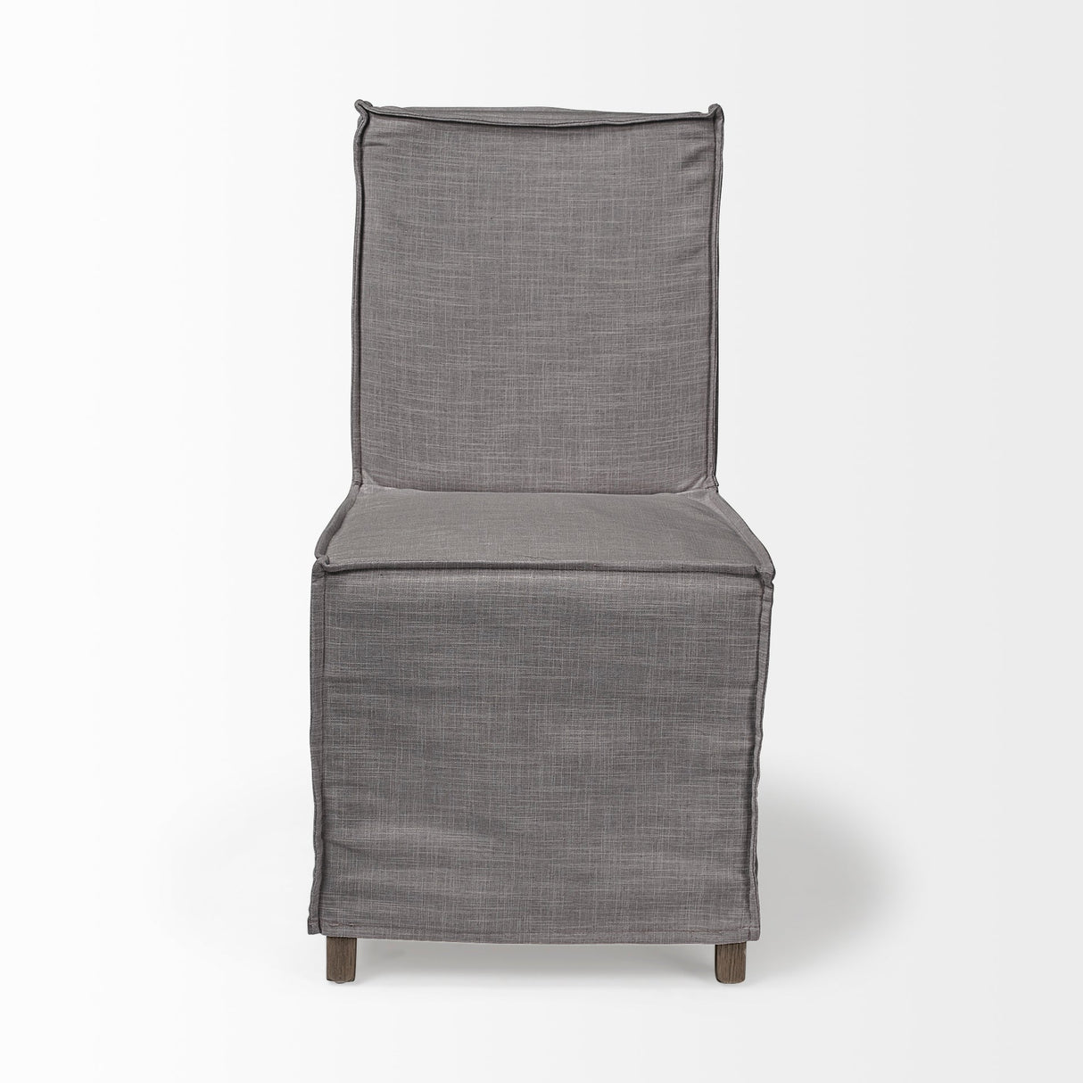 Elbert I Grey Fabric Slip-Cover Brown Wooden Base Dining Chair, Set of 2 by Mercana at Eve Furniture