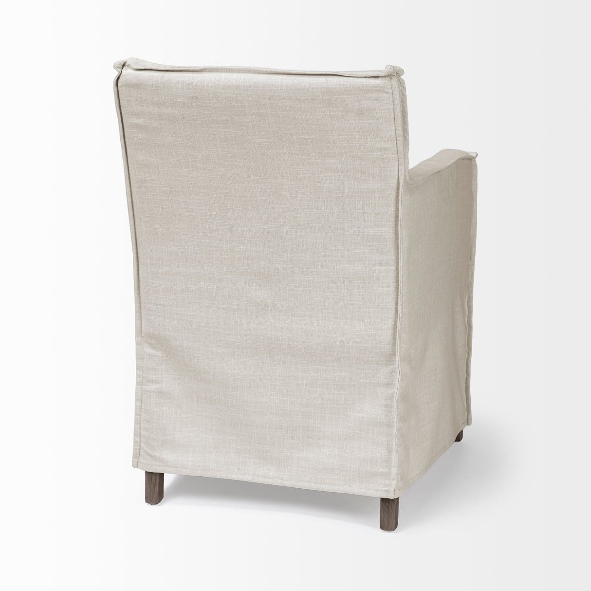Elbert II Cream Fabric Slip-Cover Brown Wood Frame Dining Chair by Mercana at Eve Furniture