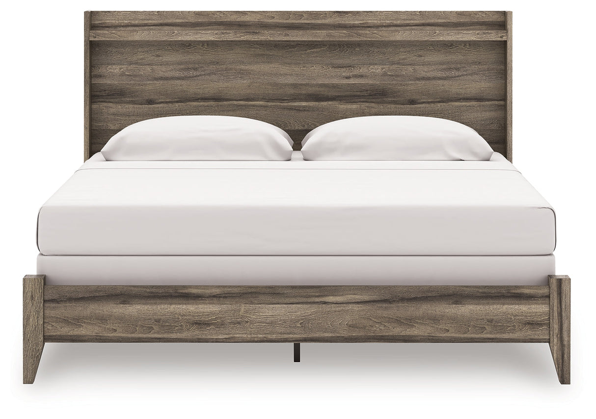 Elbrim Brown King Panel Bedroom Set with Dresser, Mirror and Nightstand