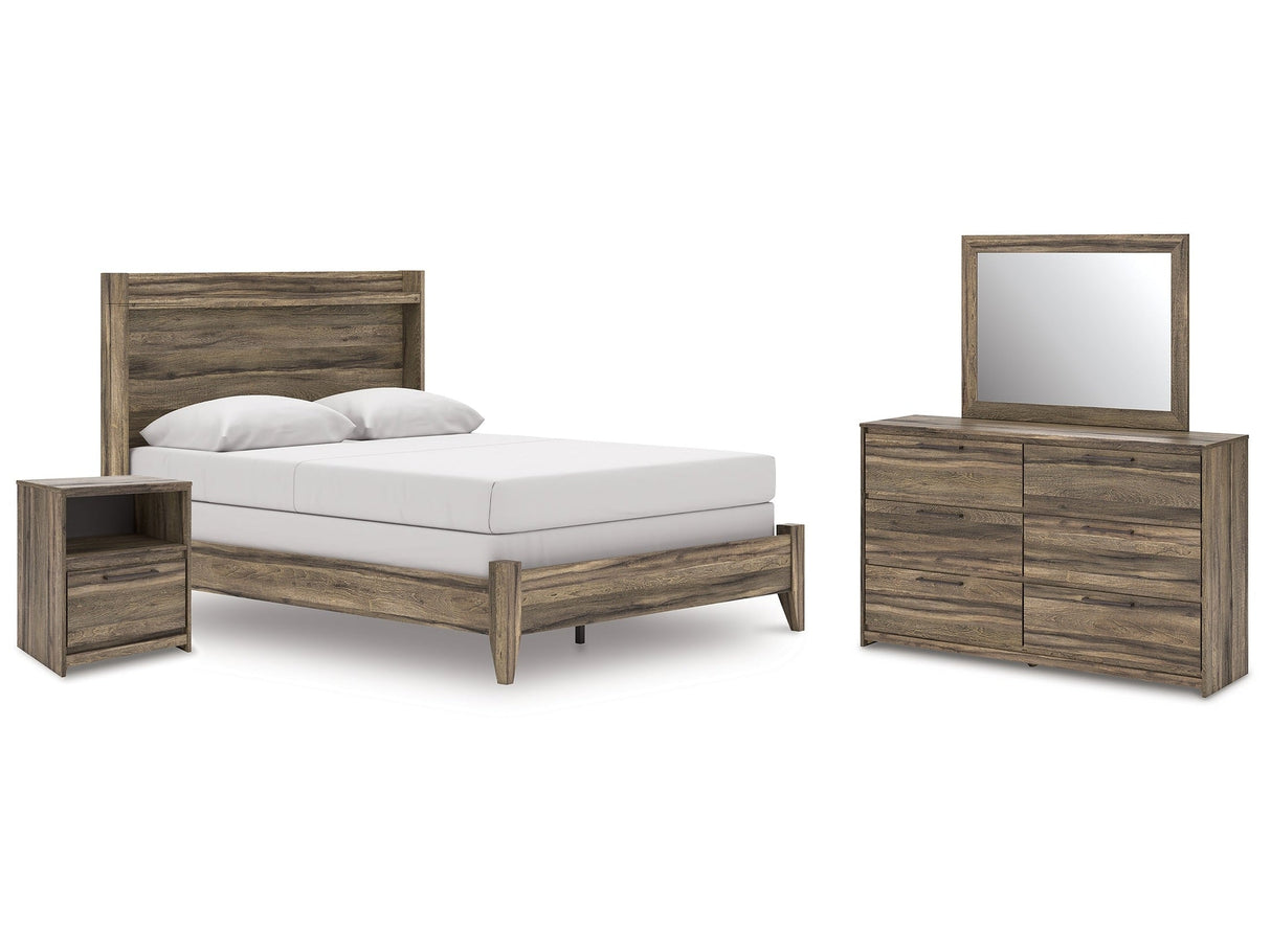 Elbrim Brown Queen Panel Bedroom Set with Dresser, Mirror and Nightstand by Ashley at Eve Furniture
