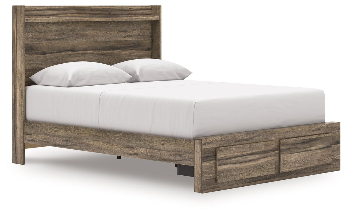 Elbrim Brown Queen Panel Storage Bedroom Set with Dresser, Mirror and Nightstand by Ashley at Eve Furniture