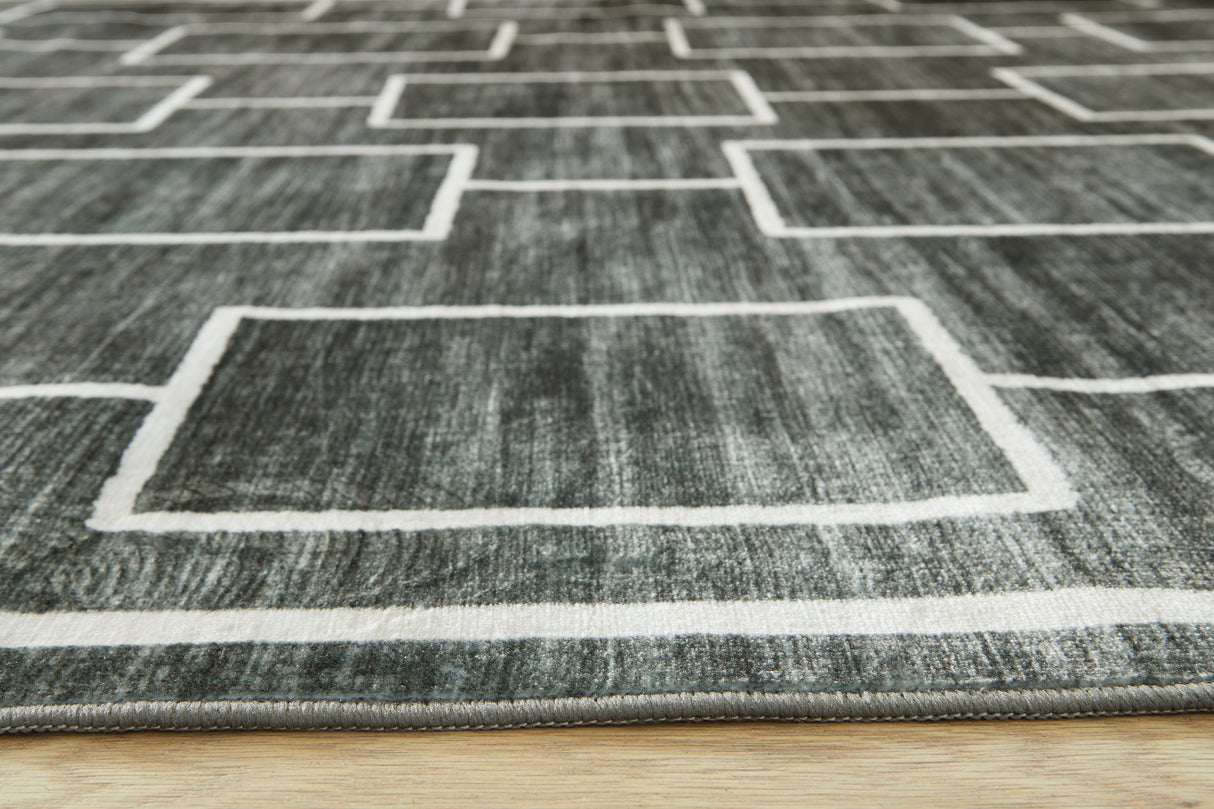 Elderland Black/Gray Washable Medium Rug by ASHLEY FURNITURE at Eve Furniture