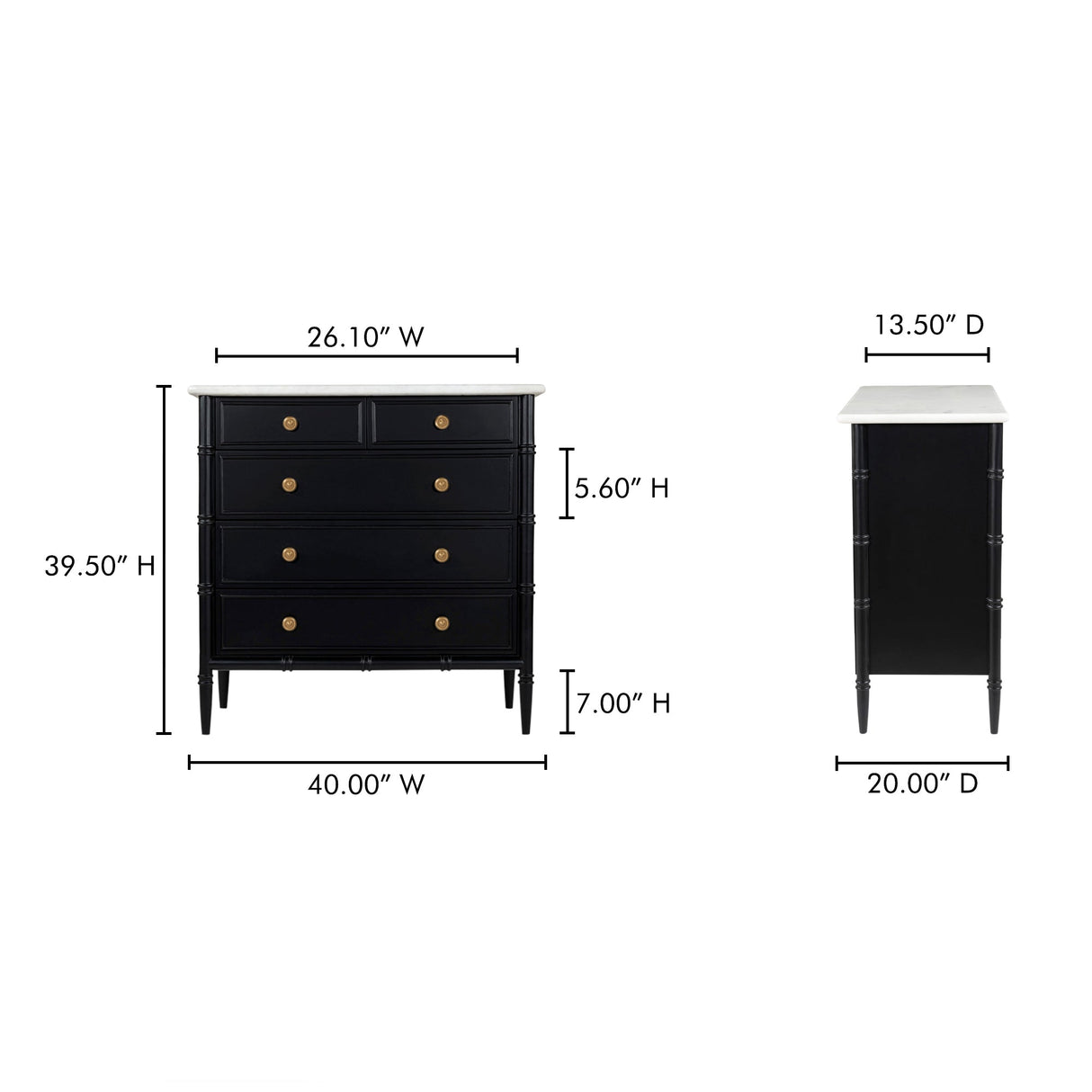 Eleanor Black 5 Drawer Chest by MOES at Eve Furniture