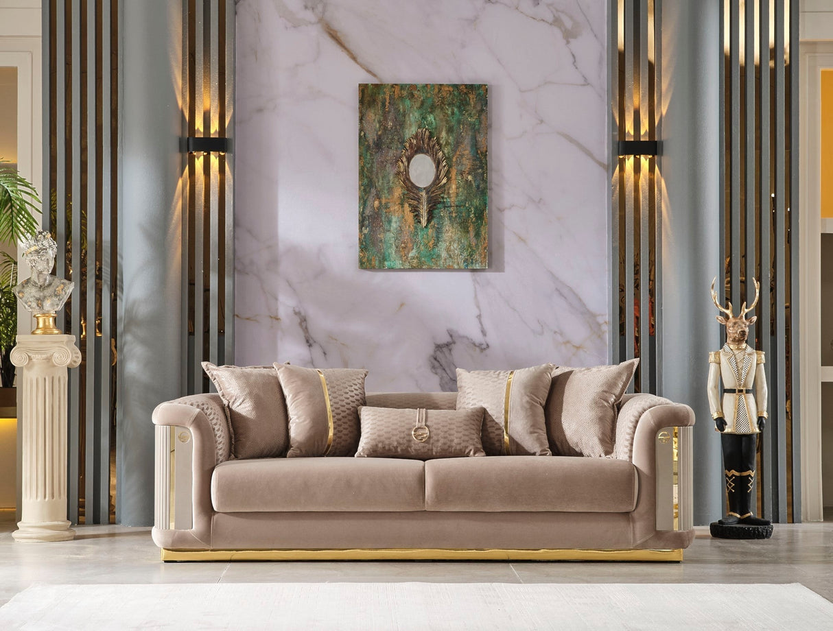 Elegance 3-pieces (Sofa & Loveseat & Chair) Livingroom Set in Beige by Furnia at Eve Furniture
