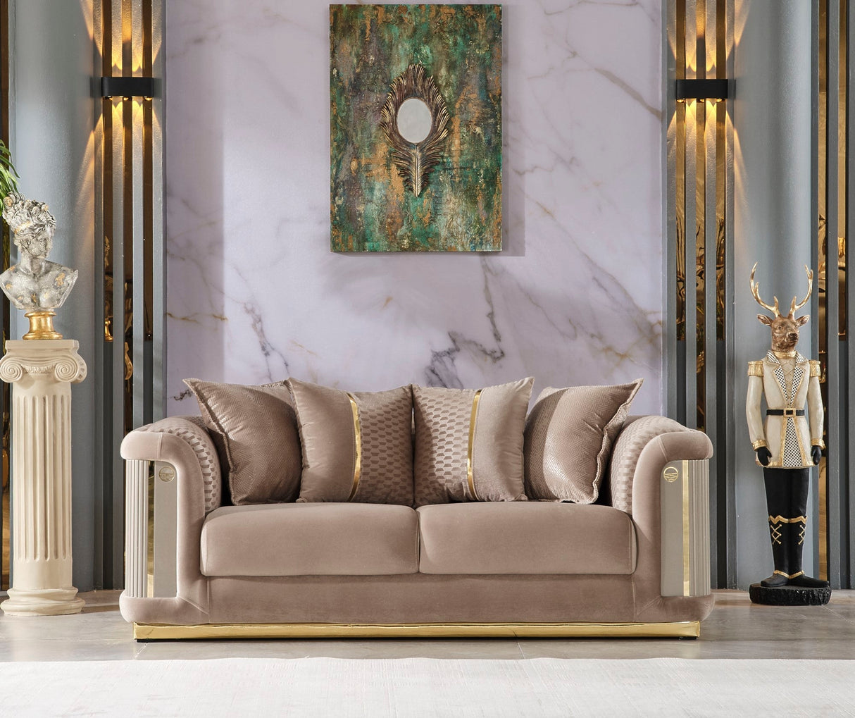 Elegance 3-pieces (Sofa & Loveseat & Chair) Livingroom Set in Beige by Furnia at Eve Furniture