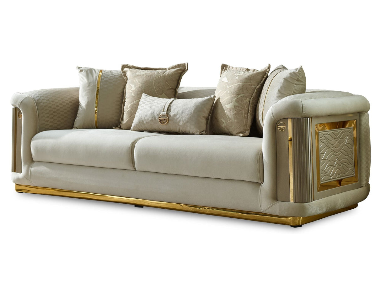 Elegance 3-pieces (Sofa & Loveseat & Chair) Livingroom Set in Cream by Furnia at Eve Furniture