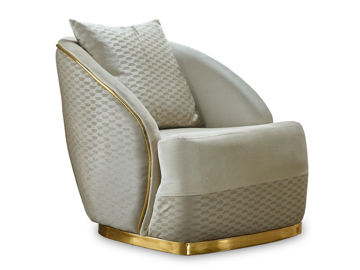 Elegance 3-pieces (Sofa & Loveseat & Chair) Livingroom Set in Cream by Furnia at Eve Furniture