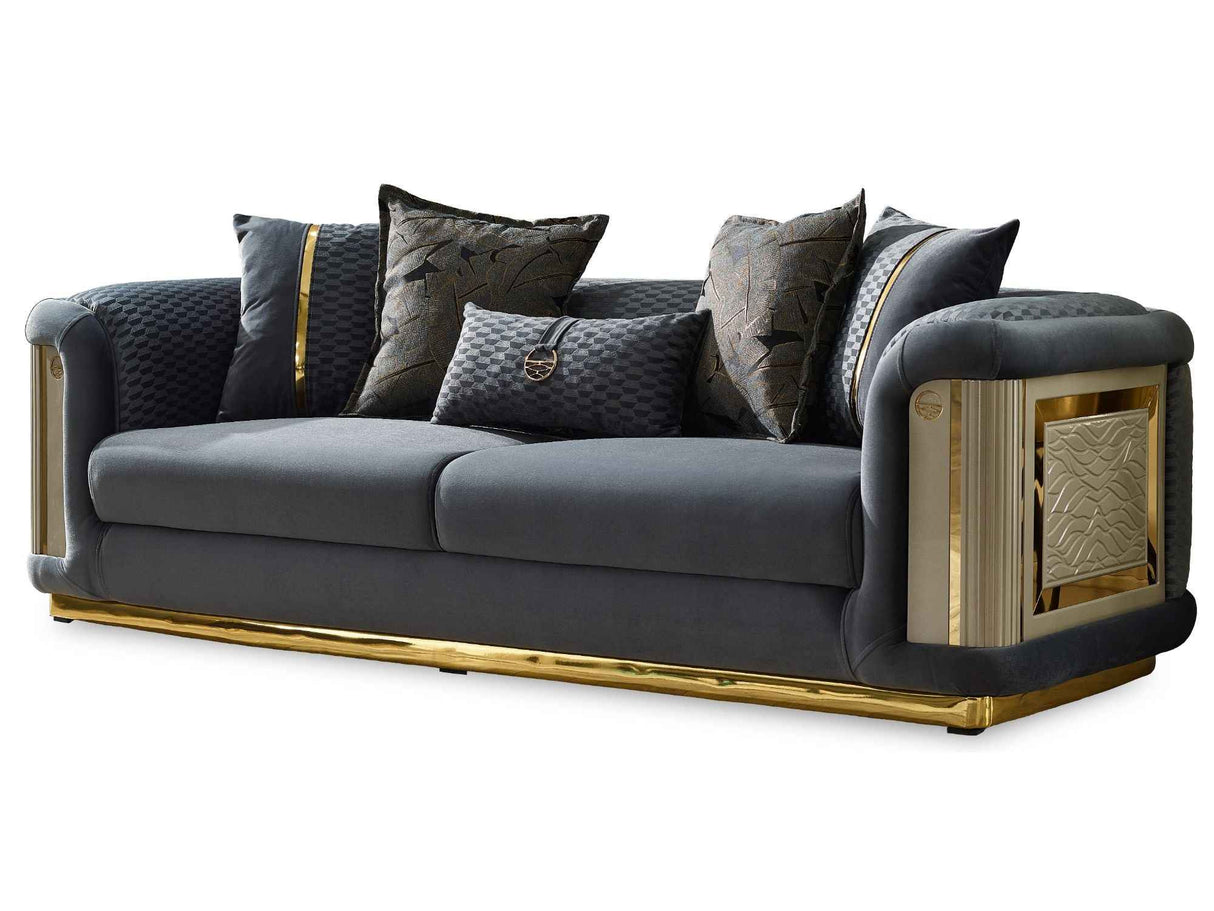 Elegance 3-pieces (Sofa & Loveseat & Chair) Livingroom Set in Dark Grey by Furnia at Eve Furniture
