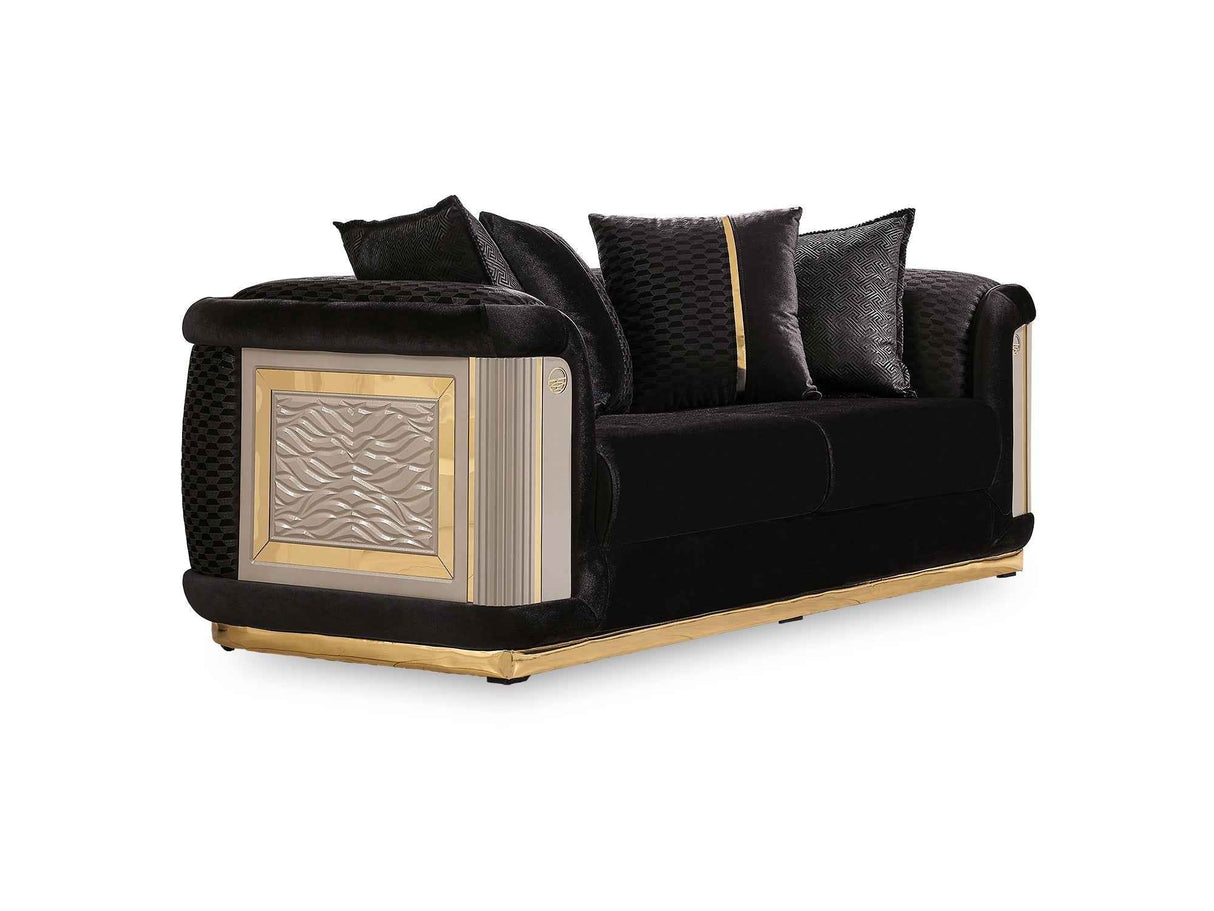 Elegance Black Stationary Loveseat by Furnia at Eve Furniture