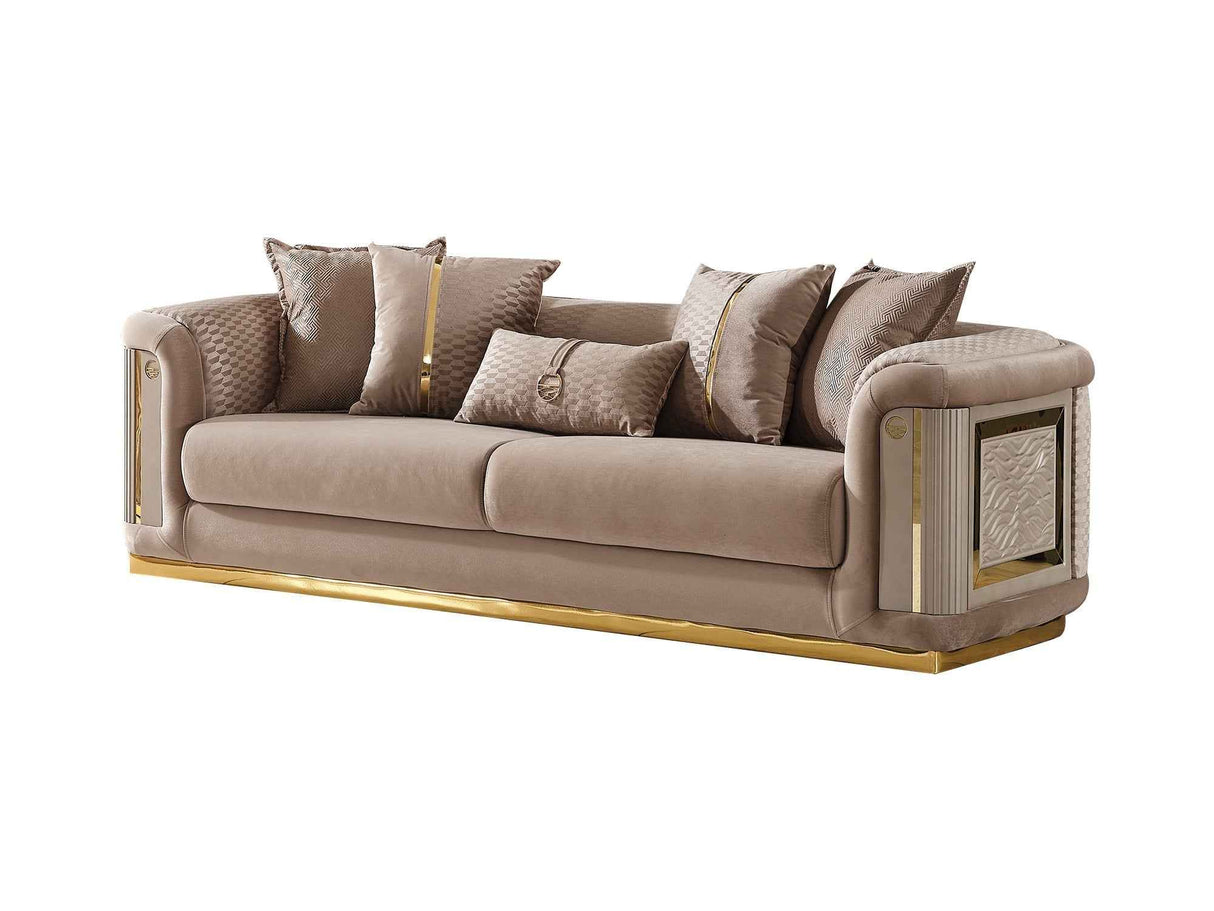 Elegance Stationary Loveseat Beige by Furnia at Eve Furniture