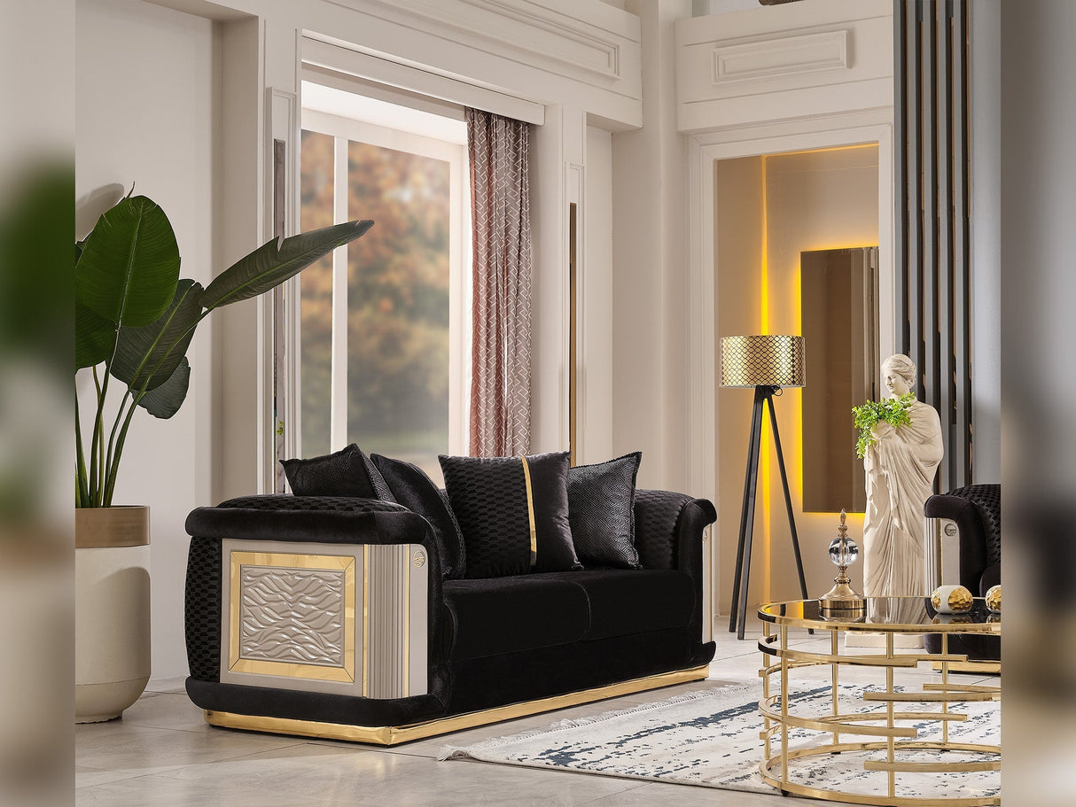 Elegance Stationary Loveseat Black by Furnia at Eve Furniture