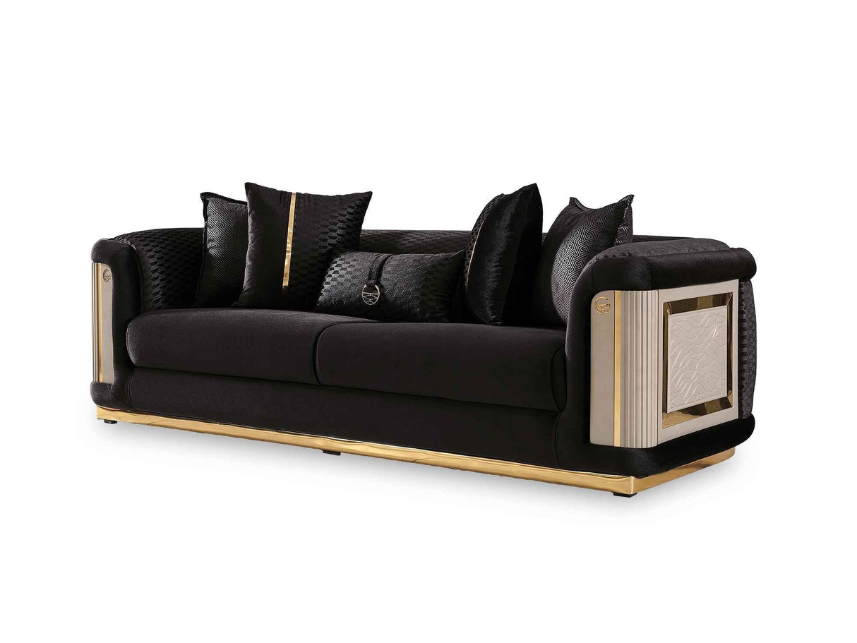 Elegance Stationary Sofa in Black by Furnia at Eve Furniture