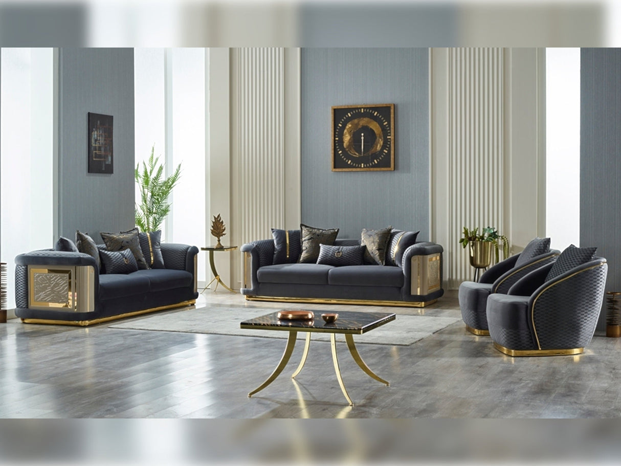 Elegance Stationary Sofa in Dark Grey by Furnia at Eve Furniture