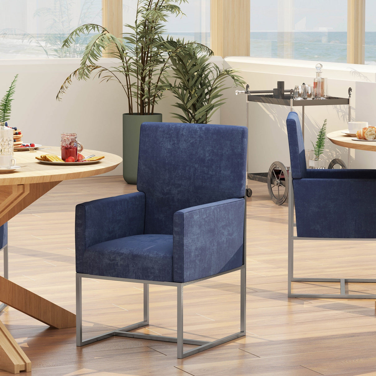 Element Dining Armchair in Blue by Manhattan Comfort at Eve Furniture