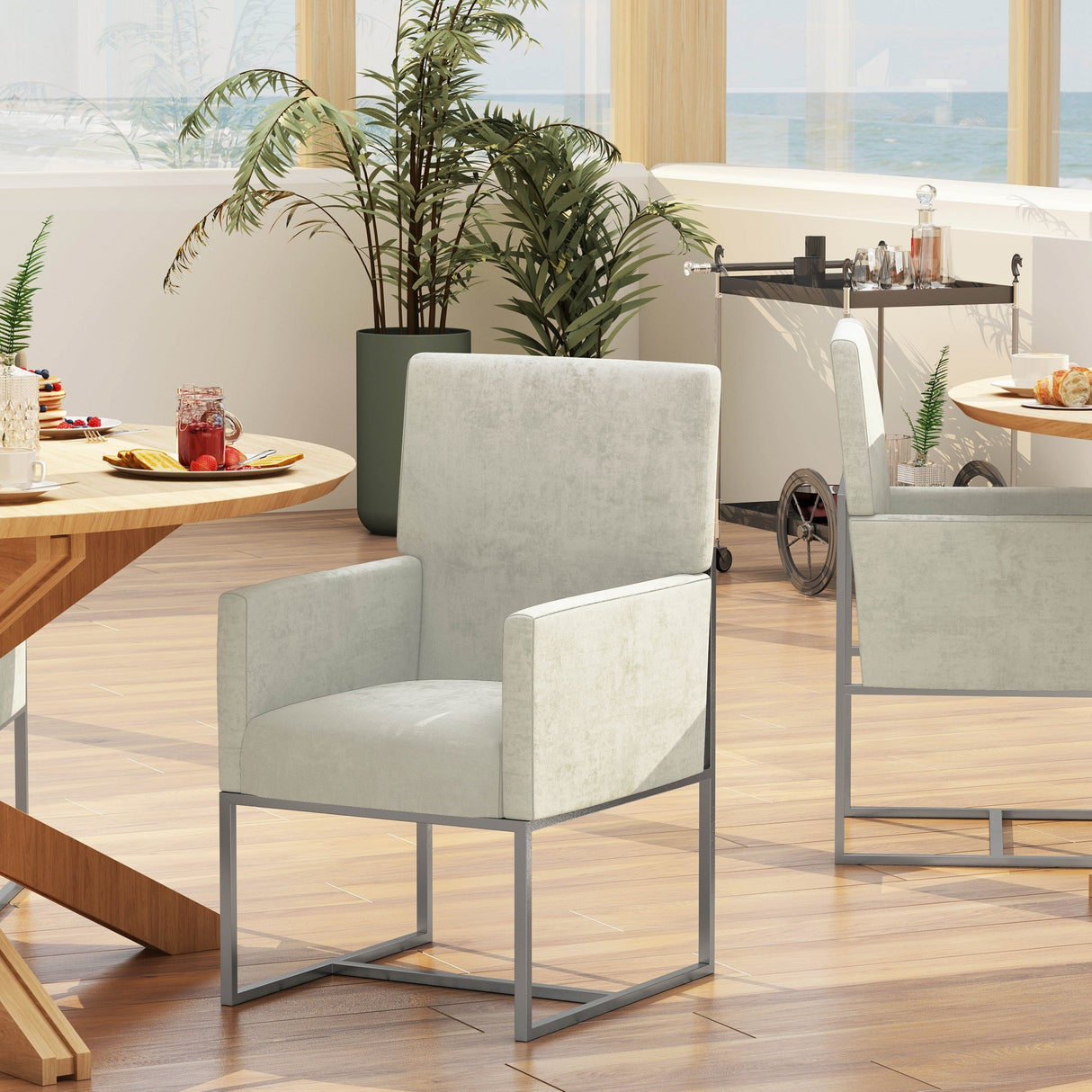 Element Dining Armchair in Champagne (set of 2) by Manhattan Comfort at Eve Furniture