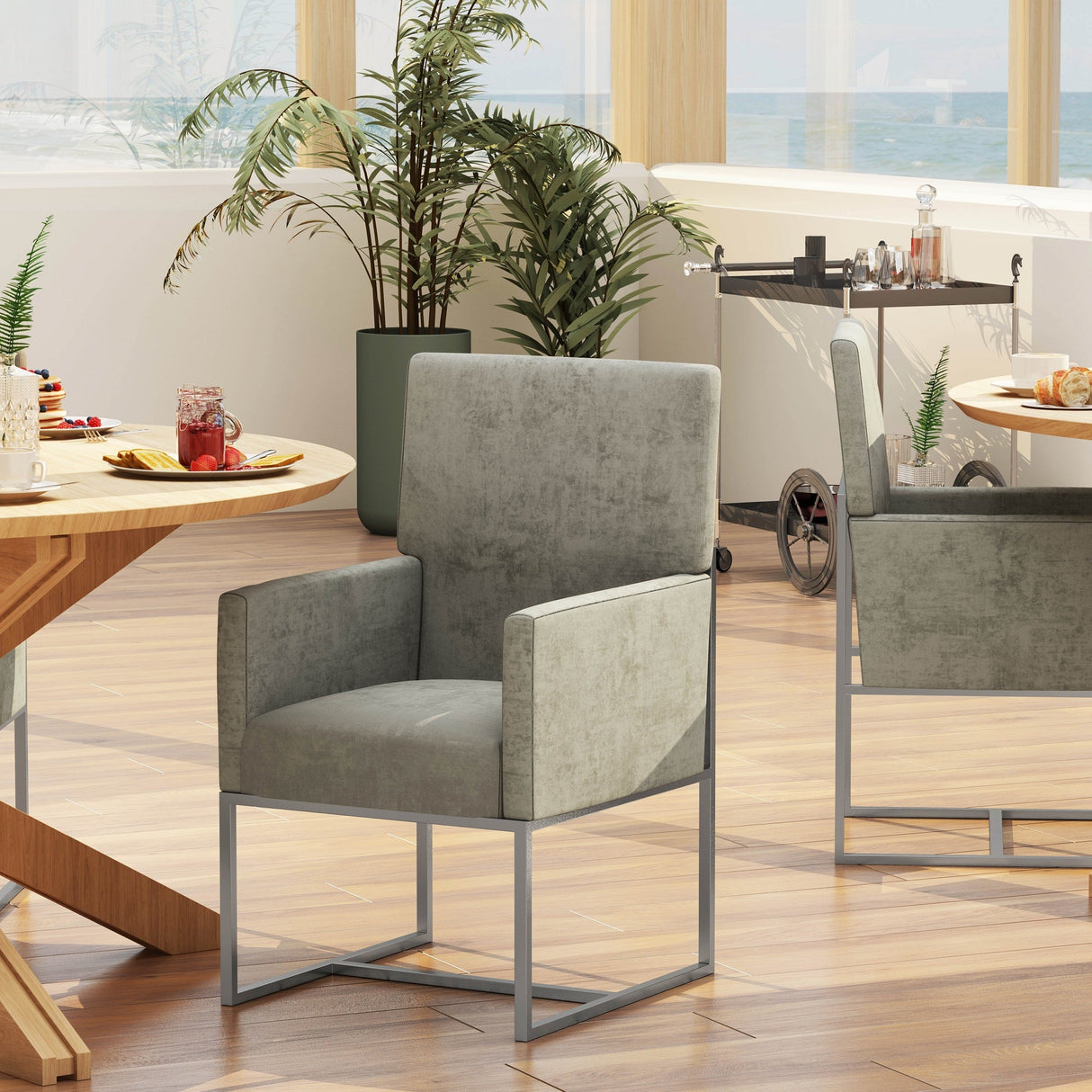 Element Dining Armchair in Steel (set of 2) by Manhattan Comfort at Eve Furniture