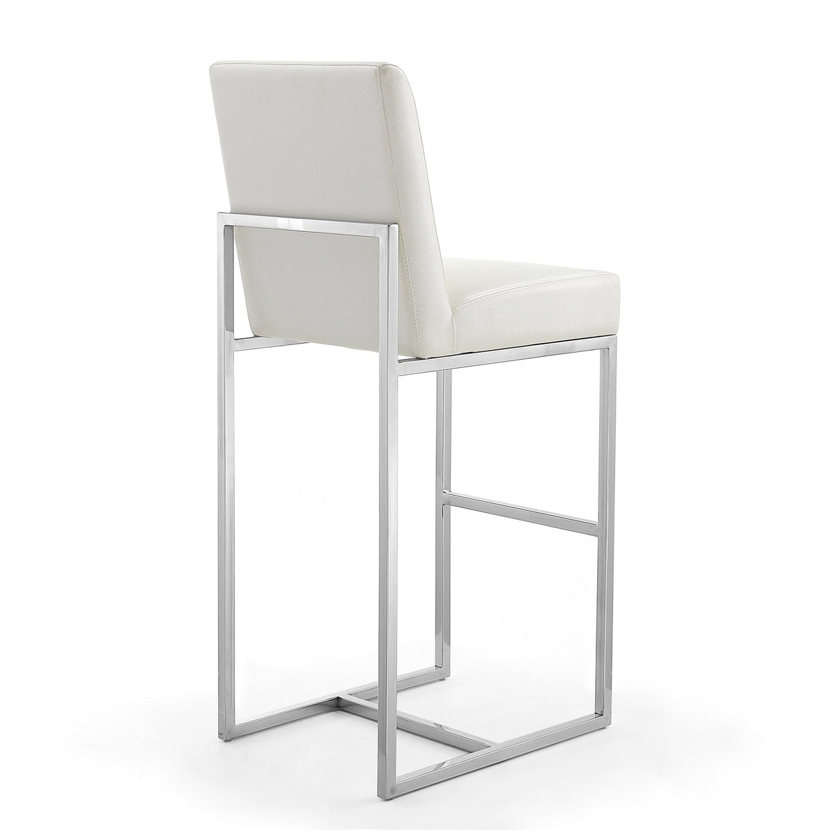 Element Faux Leather Bar Stool in Pearl White and Polished Chrome (set of 2) by Manhattan Comfort at Eve Furniture