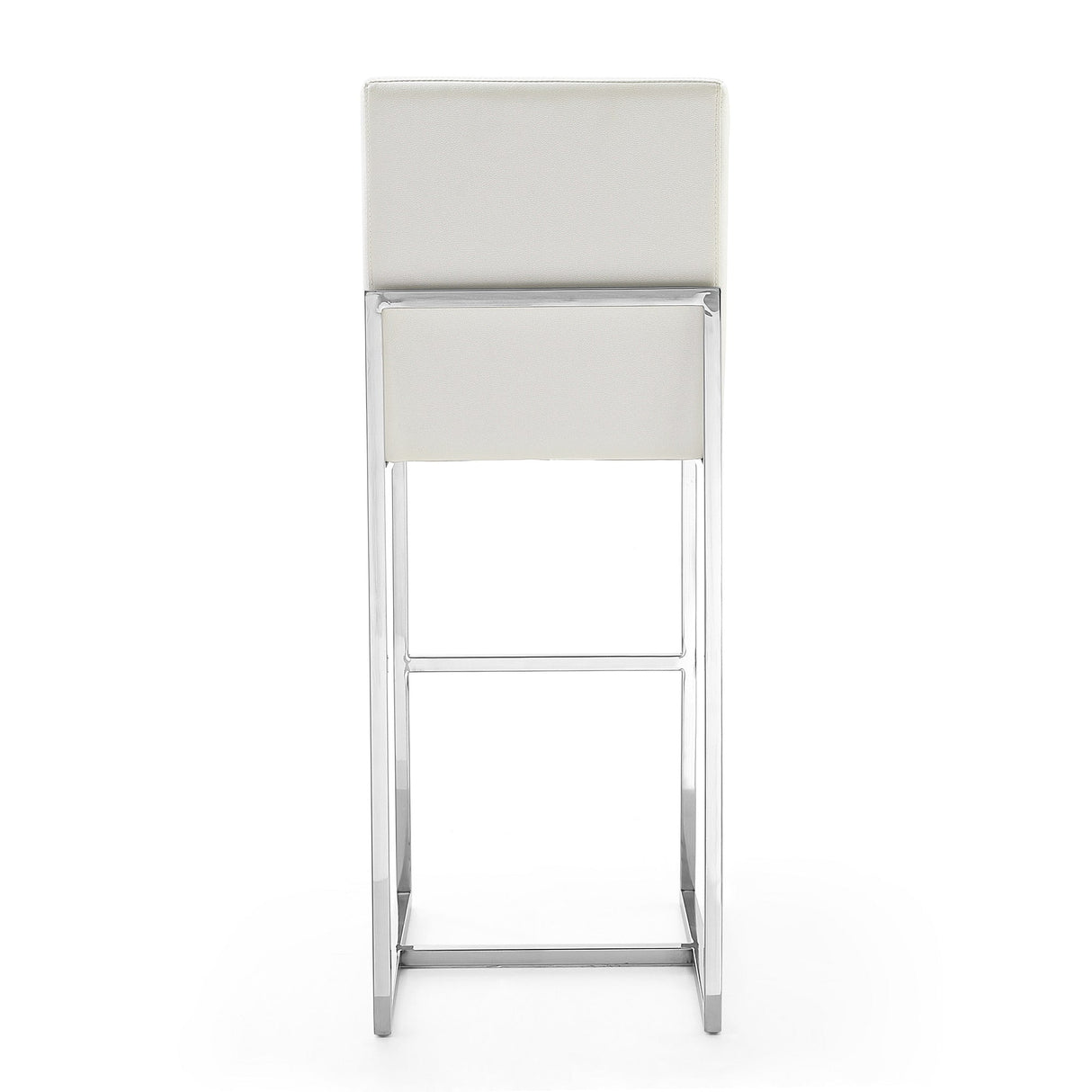 Element Faux Leather Bar Stool in Pearl White and Polished Chrome (set of 2) by Manhattan Comfort at Eve Furniture