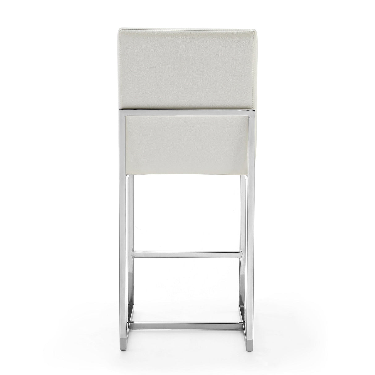 Element Faux Leather Counter Stool in Pearl White and Polished Chrome (Set of 3) by Manhattan Comfort at Eve Furniture