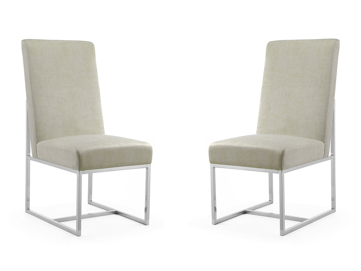 Element Velvet Dining Chair in Champagne (set of 2) by Manhattan Comfort at Eve Furniture