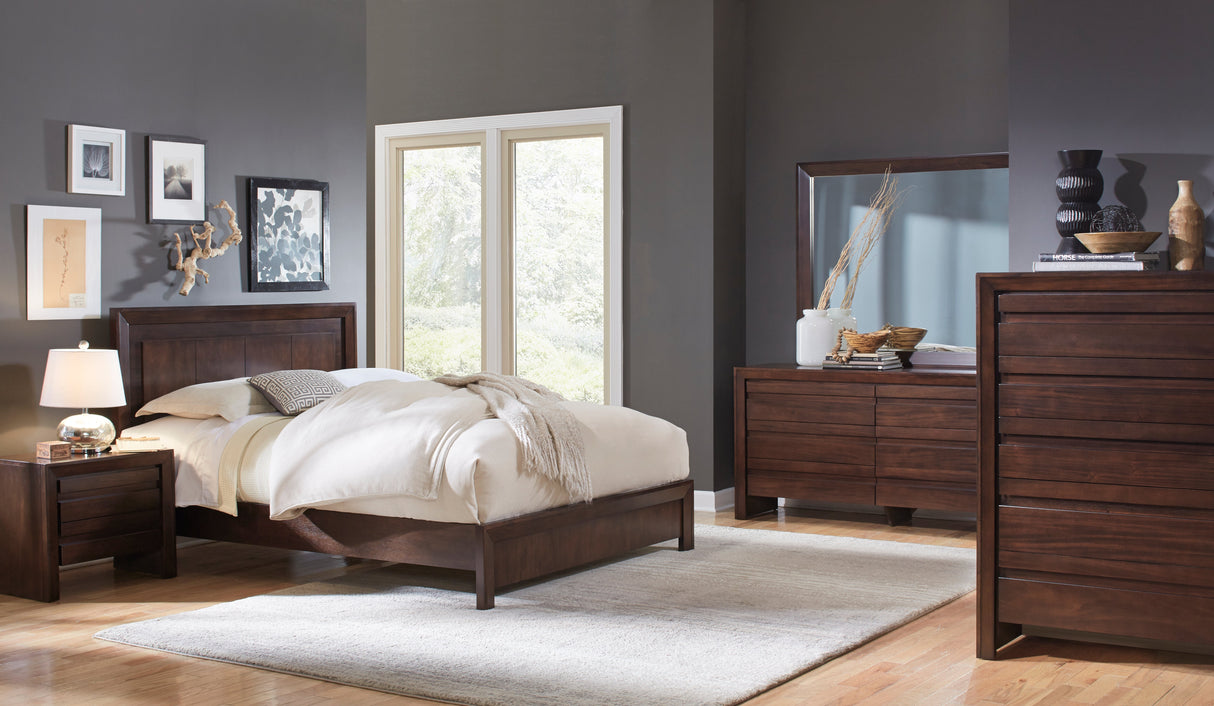 Element Wood California King Platform Bed in Chocolate Brown by Modus Furniture at Eve Furniture