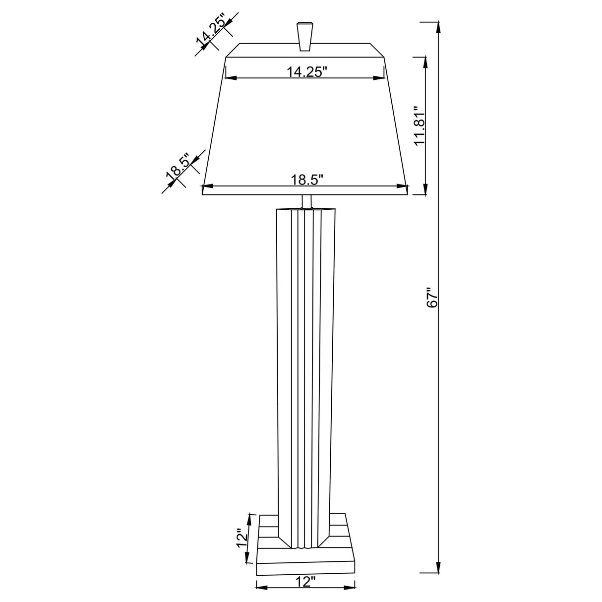 Elena Brown 67-inch Square Tapered Mirrored Floor Lamp by Coaster at Eve Furniture
