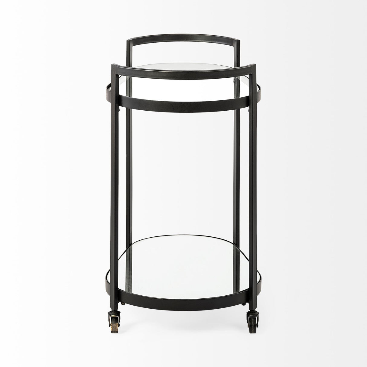 Eleonore Black Metal Frame Two-Tier w/Glass Shelves Bar Cart by Mercana at Eve Furniture