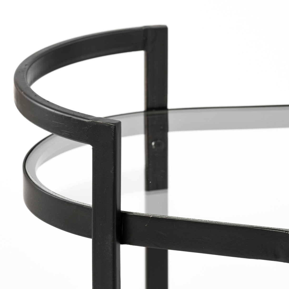 Eleonore Black Metal Frame Two-Tier w/Glass Shelves Bar Cart by Mercana at Eve Furniture