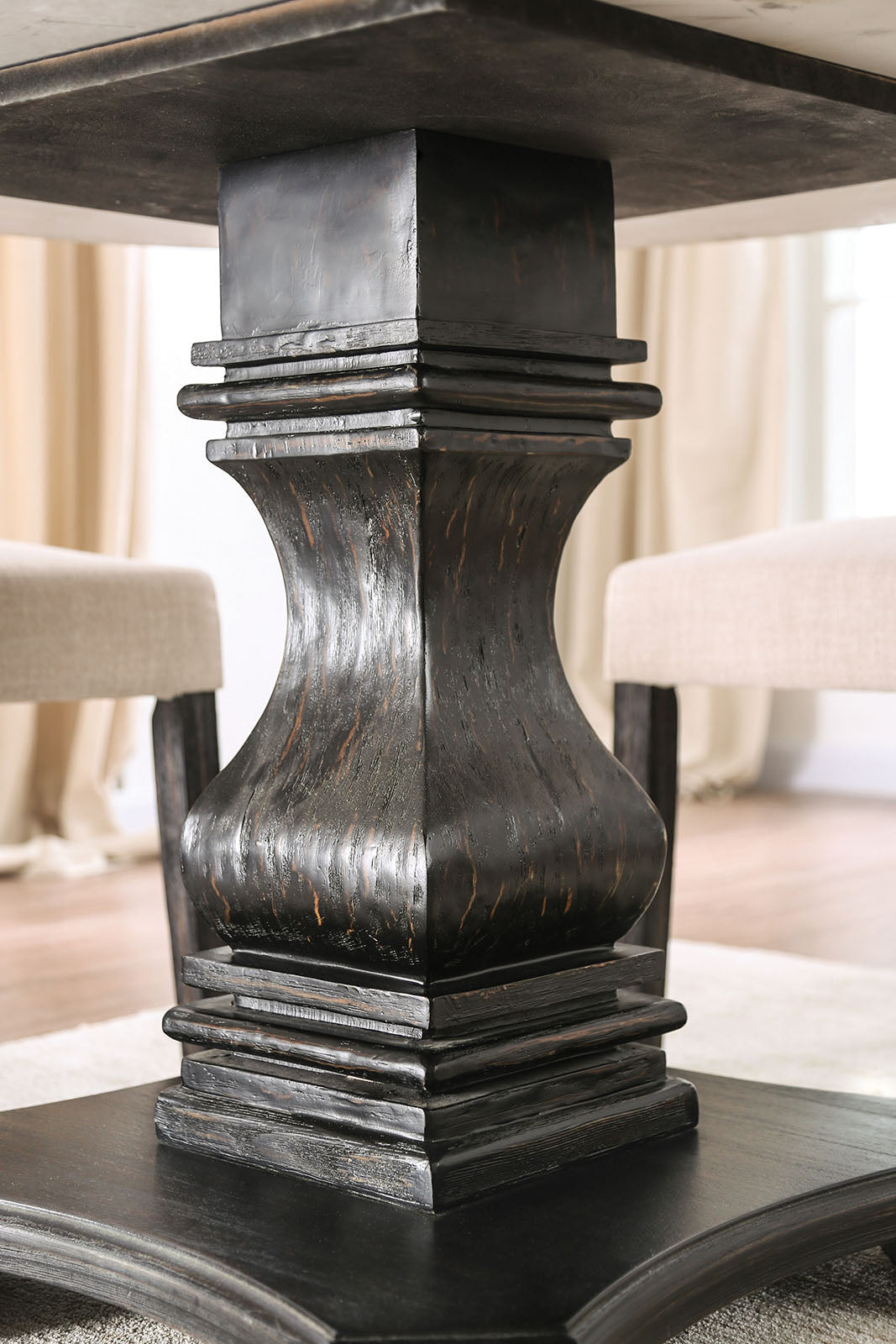 Elfredo White/Antique Black Round Table Only by Furniture of America at Eve Furniture