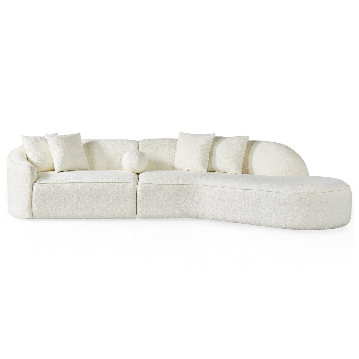 Elijah White Boucle Japandi Style Curvy Right-Facing Sectional Sofa 126" by Ashcroft Furniture at Eve Furniture