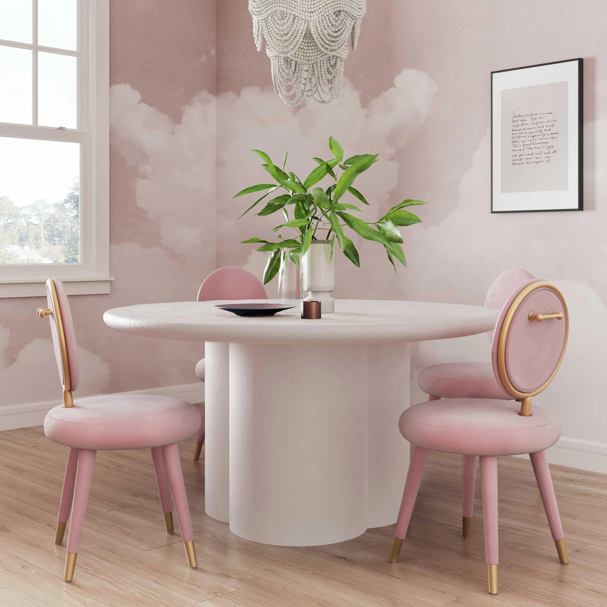 Elika Faux Plaster Indoor / Outdoor 59" Round Dining Table by TOV Furniture at Eve Furniture