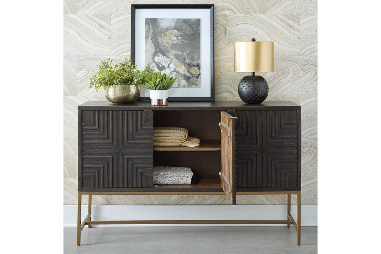 Elinmore Brown/Gold Finish Accent Cabinet by Ashley at Eve Furniture