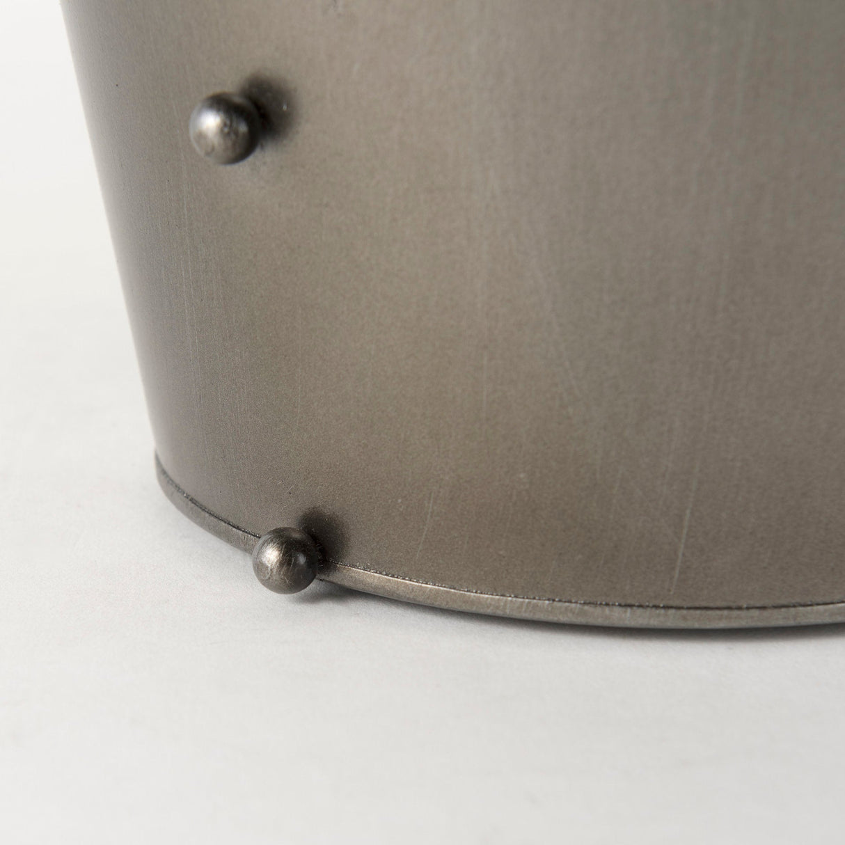 Elio 12.2H Large Gun Metal Gray Metal W/Studs Vase by Mercana at Eve Furniture