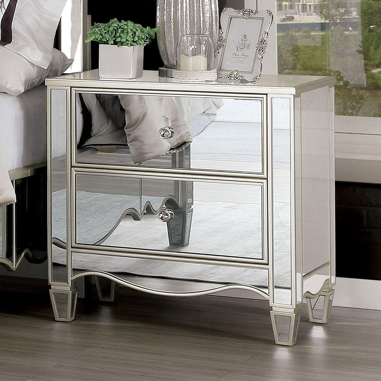 Eliora Silver Night Stand by Furniture of America at Eve Furniture