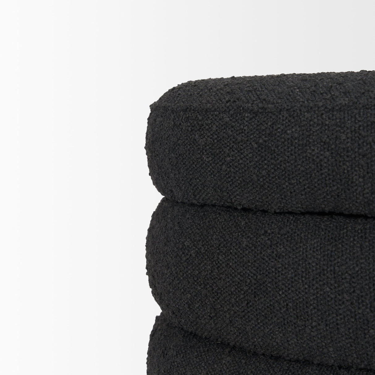 Elise Black Boucle Upholstered Storage Ottoman by Mercana at Eve Furniture