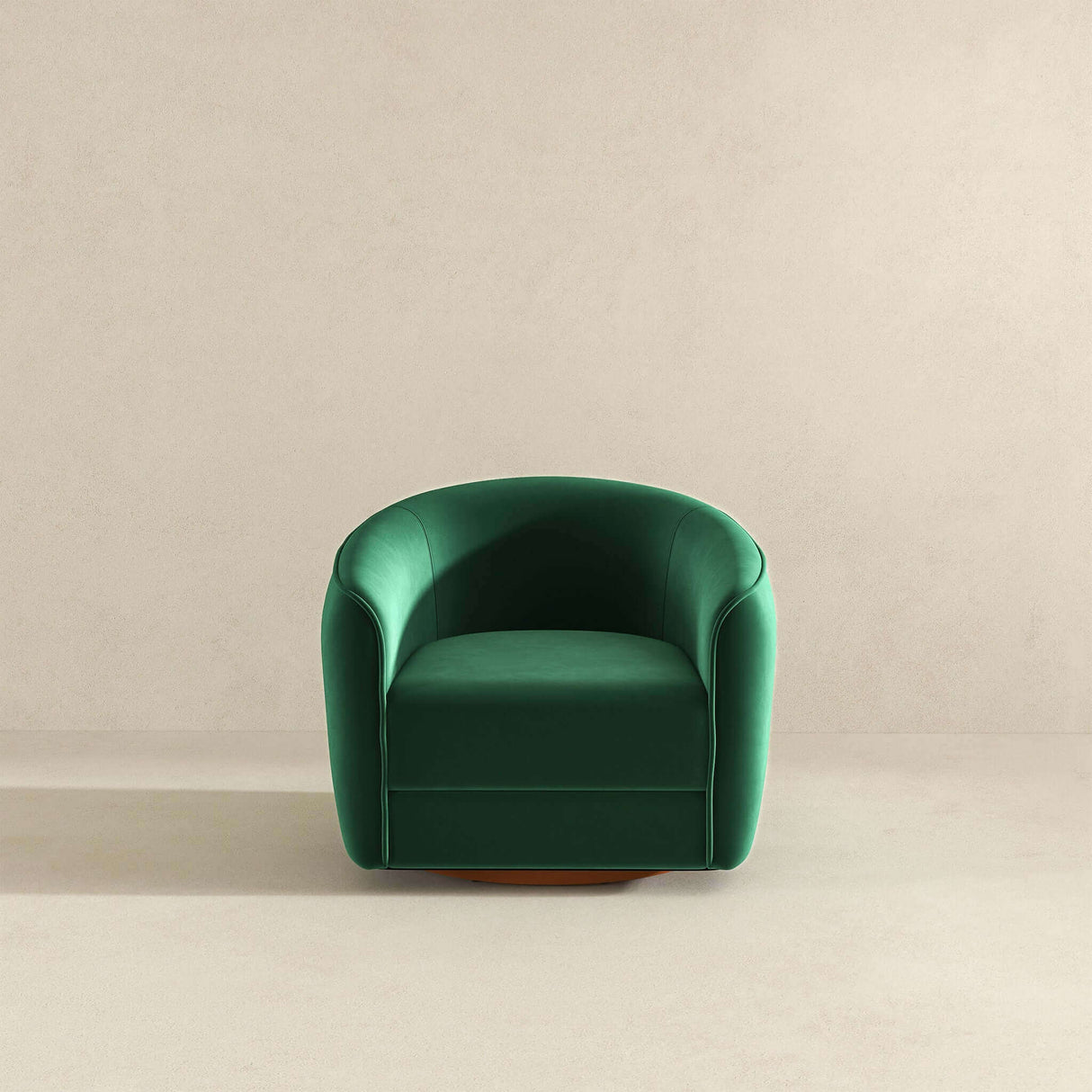 Elise Mid Century Modern Dark Green Velvet Swivel Chair by Ashcroft Furniture at Eve Furniture