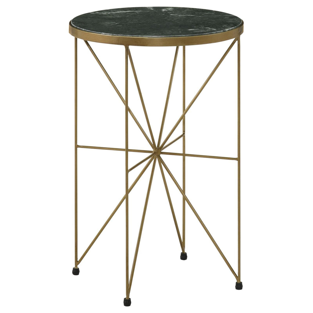 Eliska Green/Antique Gold Round Accent Table with Marble Top by Coaster at Eve Furniture