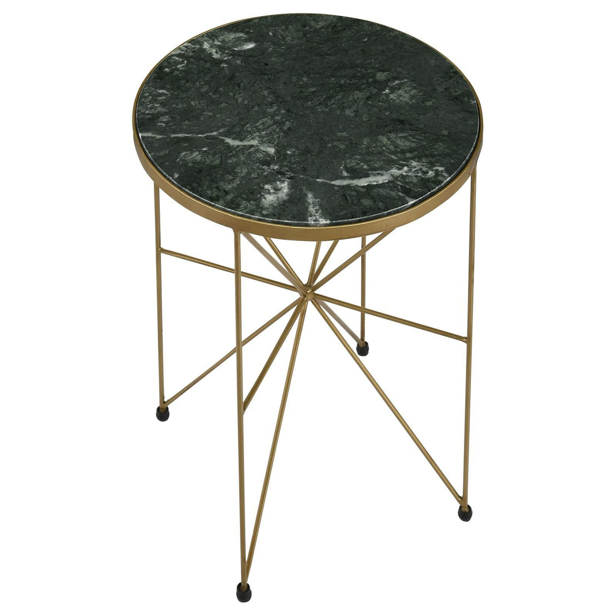 Eliska Green/Antique Gold Round Accent Table with Marble Top by Coaster at Eve Furniture
