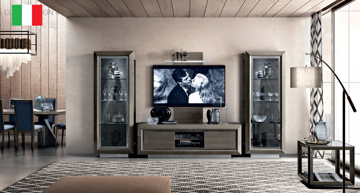 Elite Grey/Silver TV Cabinet & TV Wall Panel w/LED Light by ESF Furniture at Eve Furniture