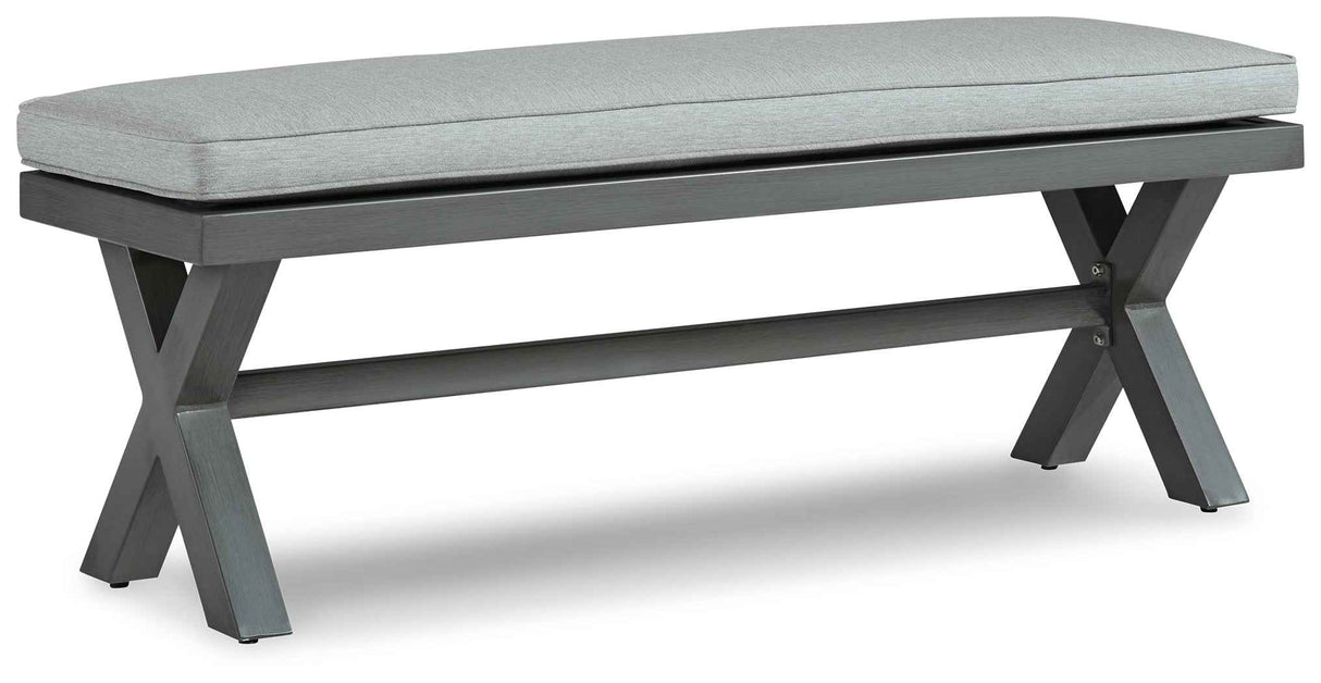 Elite Park Gray Outdoor Bench with Cushion by Ashley at Eve Furniture