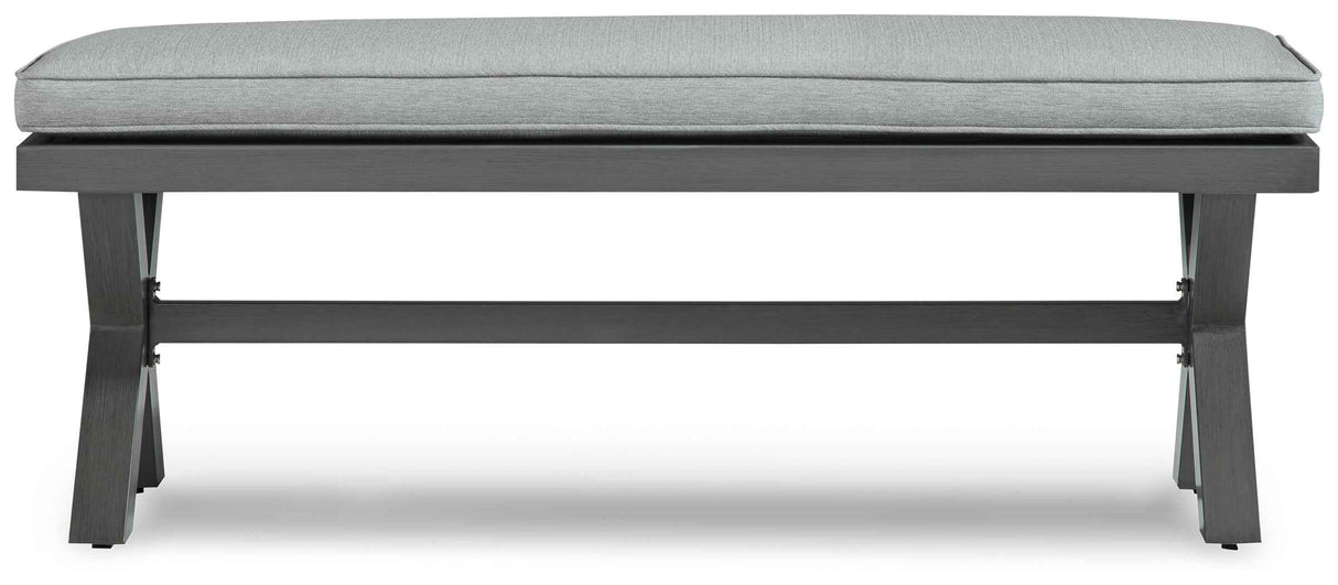 Elite Park Gray Outdoor Bench with Cushion by Ashley at Eve Furniture