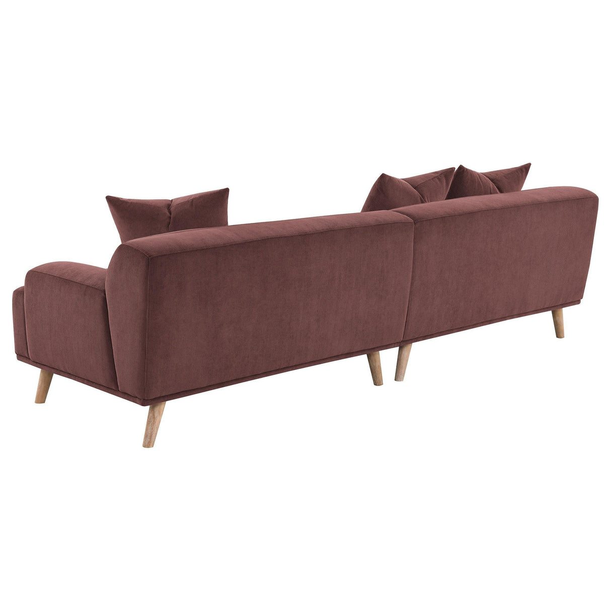 Elizabeth Wine Red Corduroy Upholstered Extra Long Sofa by Coaster at Eve Furniture