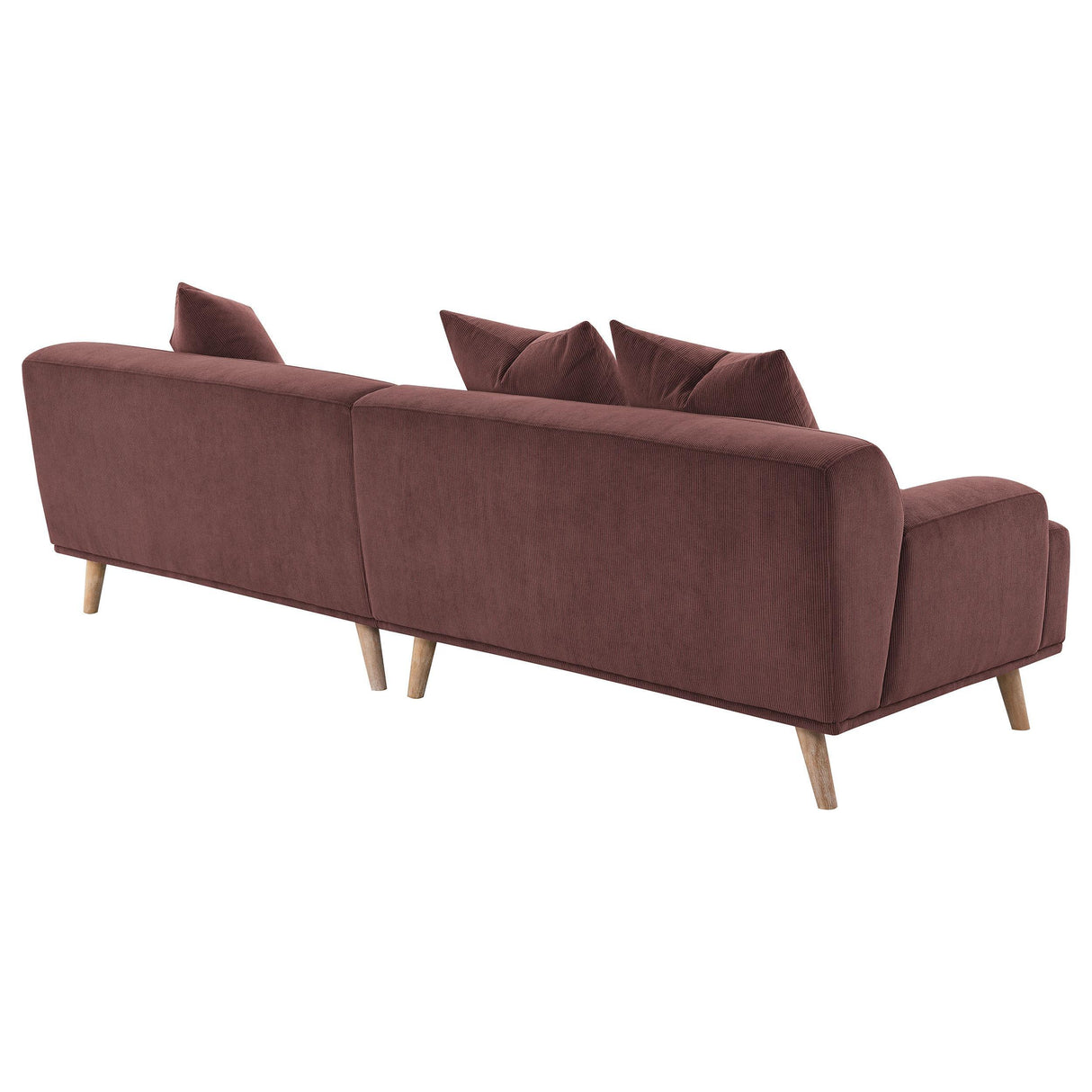 Elizabeth Wine Red Corduroy Upholstered Extra Long Sofa by Coaster at Eve Furniture