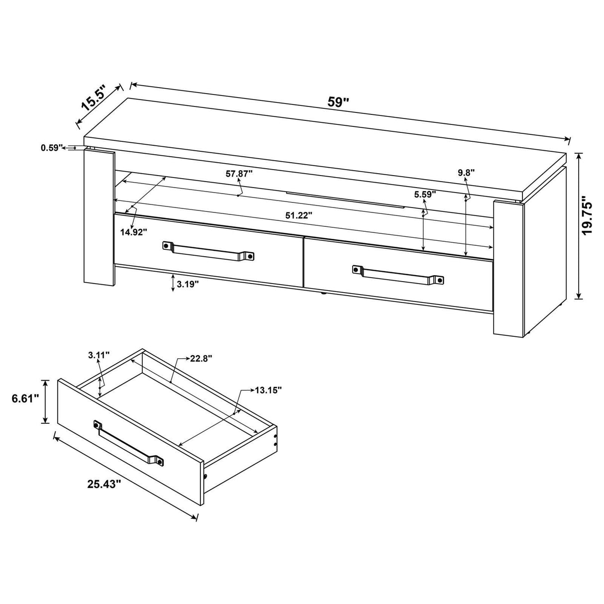 Elkton Mango 2-drawer Engineered Wood 59" TV Stand by Coaster at Eve Furniture