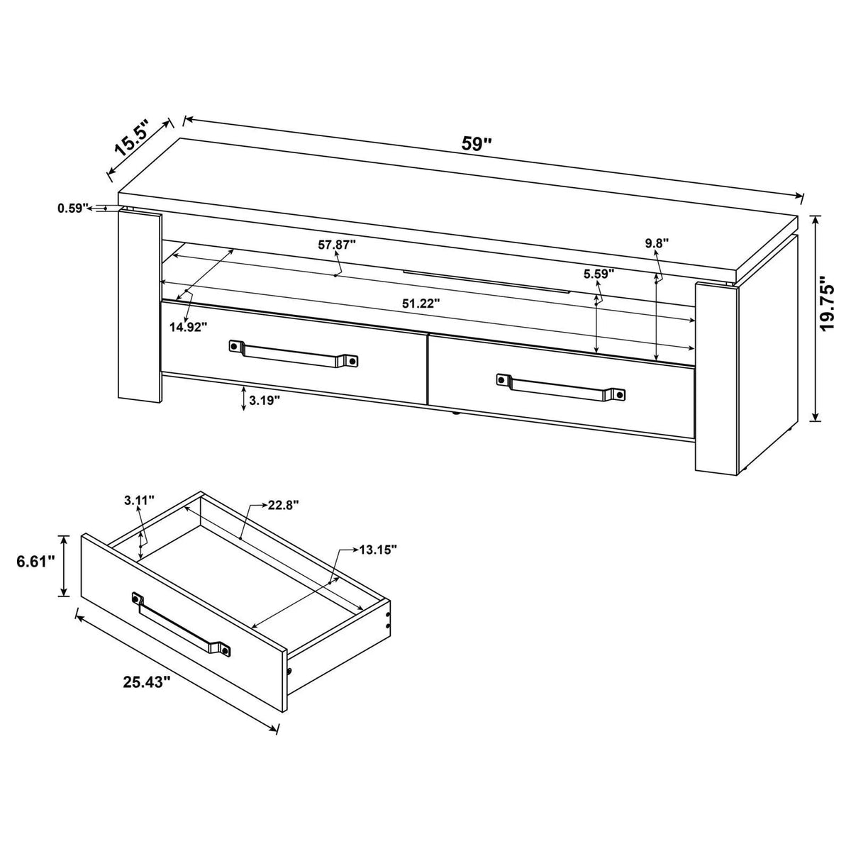Elkton Mango 2-drawer Engineered Wood 59" TV Stand by Coaster at Eve Furniture