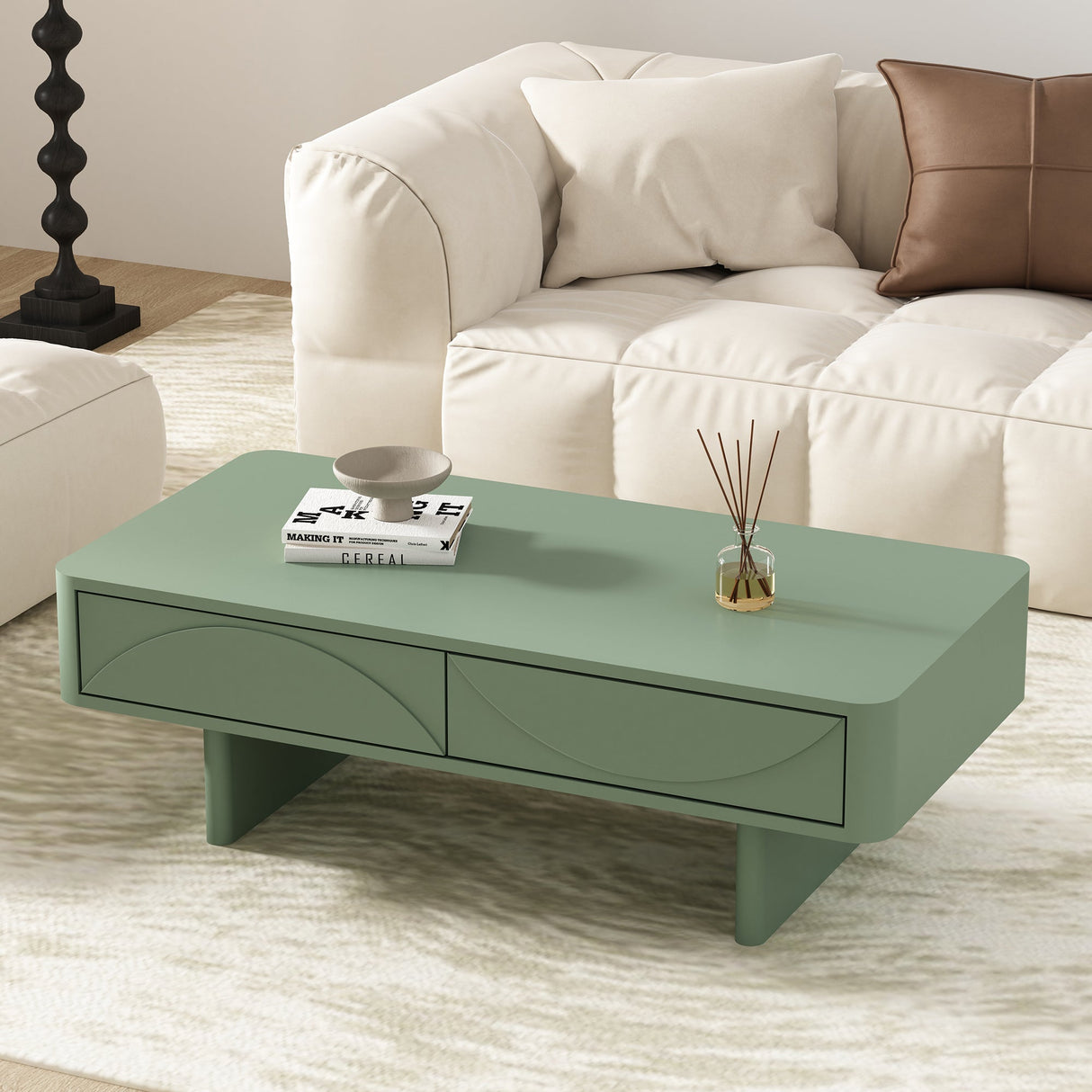 Ella 47.2" Coffee Table in Sage Green by Manhattan Comfort at Eve Furniture